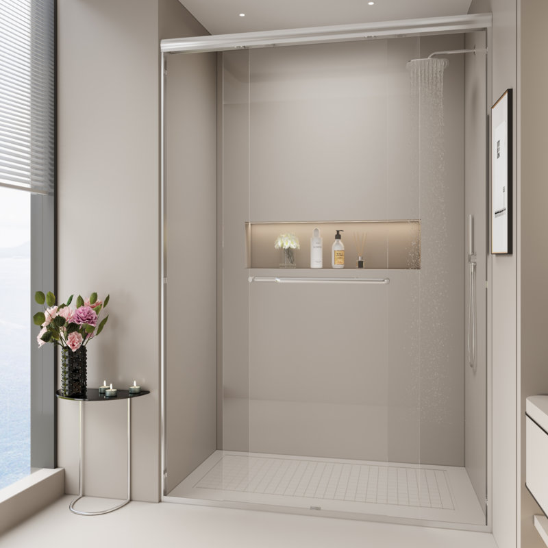 Double porte de douche coulissante, Chrome