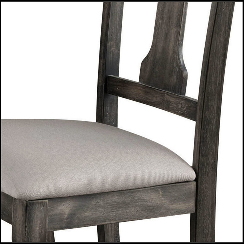 Chaises d'appoint à dossier ouvert brun clair et gris patiné (ensemble de 2) pour les salles à manger rustiques et modernes