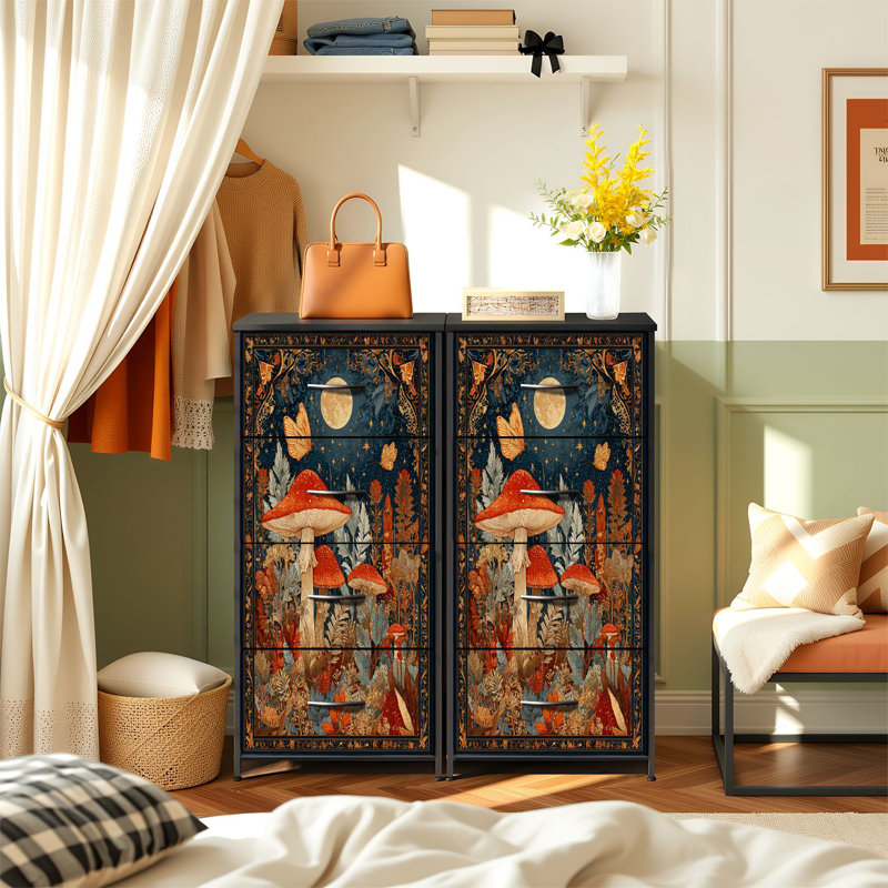 Commode pour chambre à coucher avec 4 tiroirs de rangement Fantasy Forest