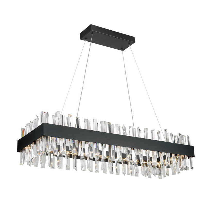 Luminaire suspendu linéaire à 6 lumières pour îlot de cuisine à DEL, Noir