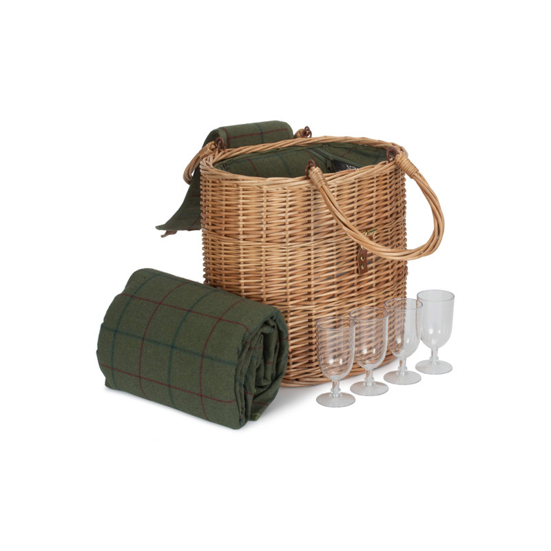 Wicker Chiller Hamper Basket With Tweed Effect Lining
