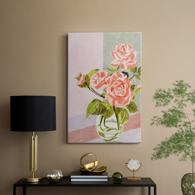 Douces roses I - galerie tendue sur mesure Cavas, H 27 po x l 18 po
