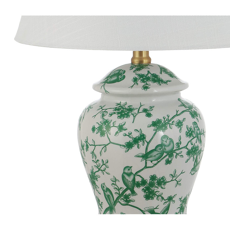 Lampe de table en laiton doré 22 po Eldredge, Vert/blanc