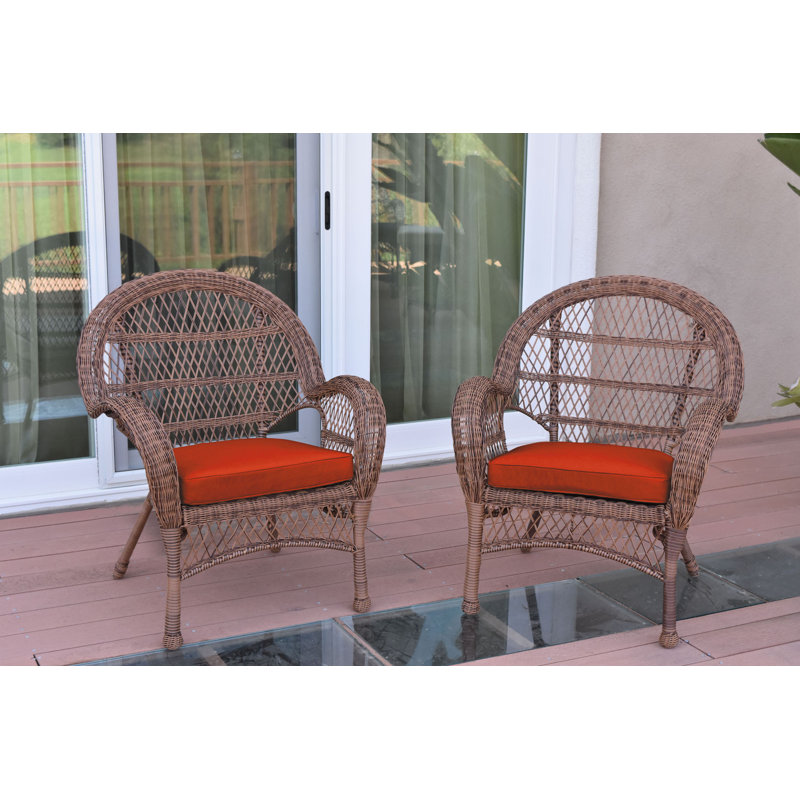 Chaise de patio avec coussins Maltby, Miel, Rouge-orange