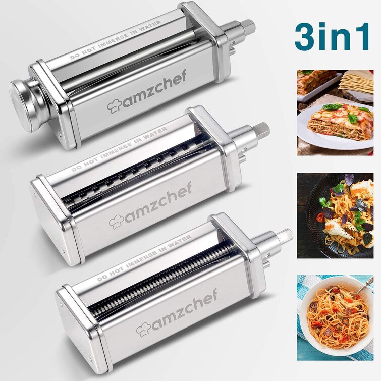 Amzchef 3-in-1 Pasta Maker Attachments Set for Kitchenaid Mixers