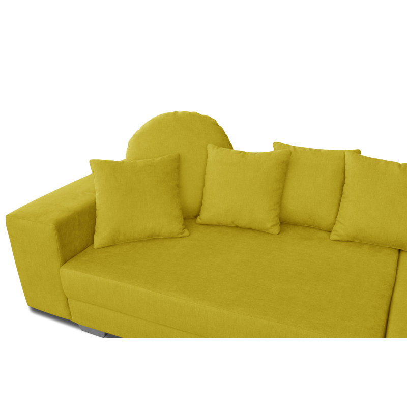 Karla 3 Seater Sofa & Chaise, Right, Yellow/Green