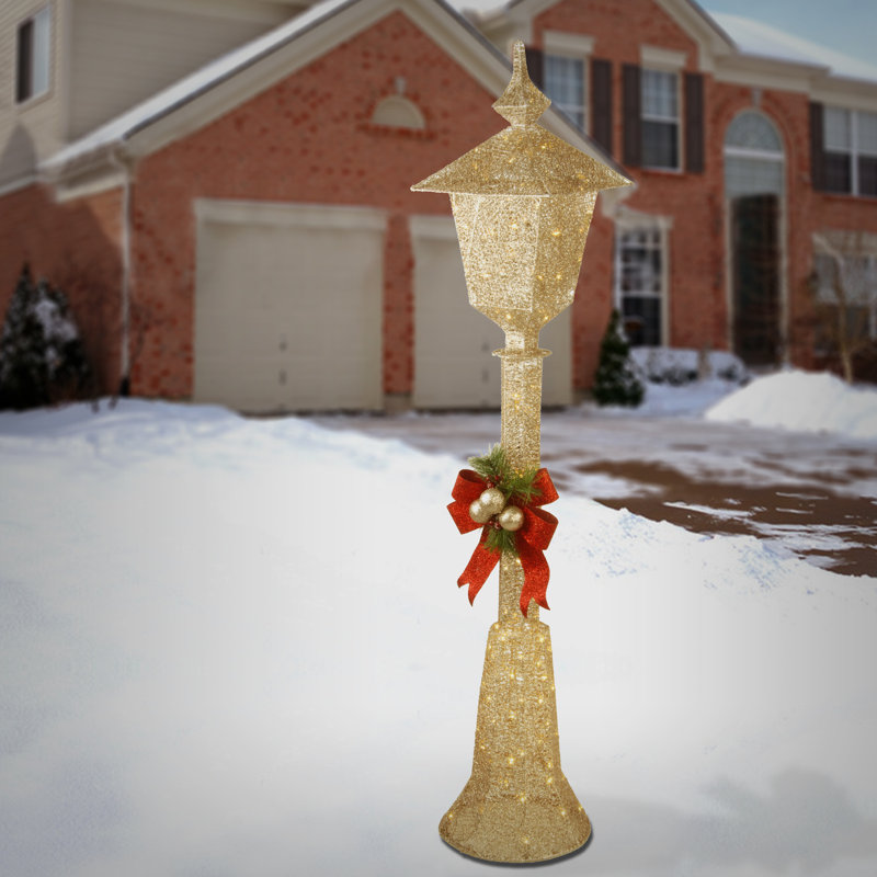 60 in. Pre-Lit Crystal Champagne Lamppost