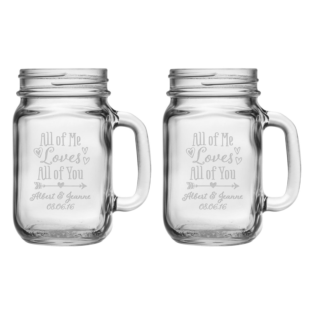 All of Me Loves All of You 16 oz. Glass Mason Jar (Set of 2) Susquehanna Glass 