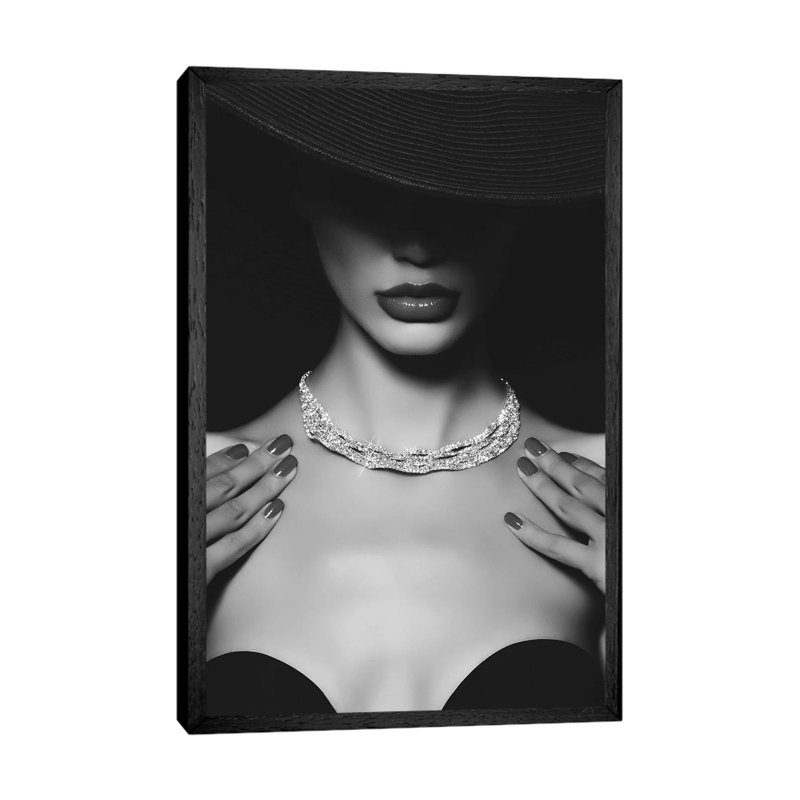 Girl’s Best Friend - Print on Canvas, 101.6cm H x 66.04cm W x 3.81cm D, Black Framed