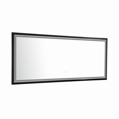 Miroir de salle de bain à DEL avec lumières, miroir à cadre en métal, miroir de meuble-lavabo mural