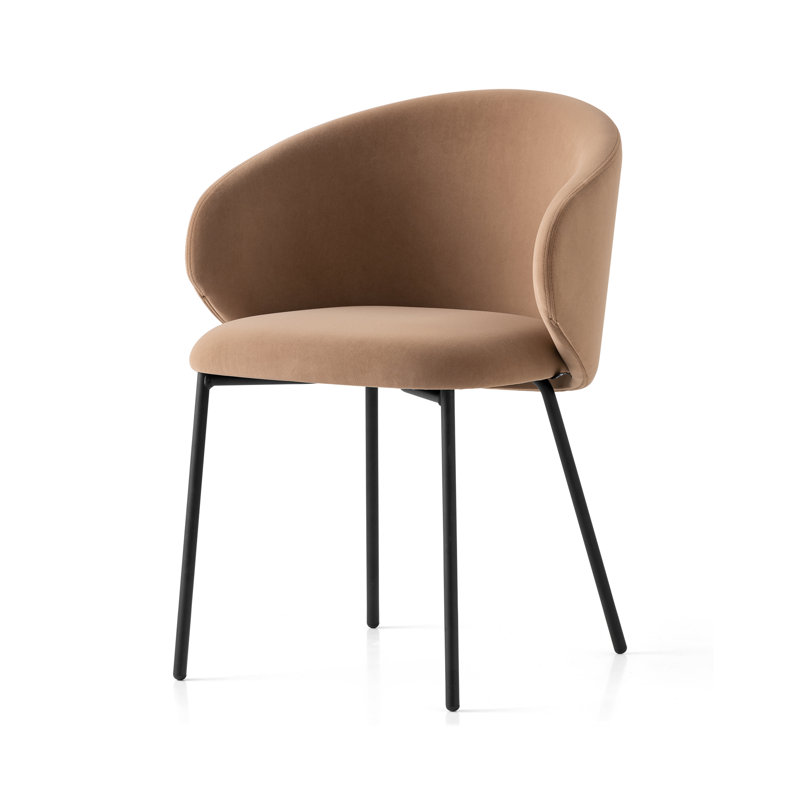 Tuka Upholstered Armchair with Metal Frame, Matte Black, Camel Brown