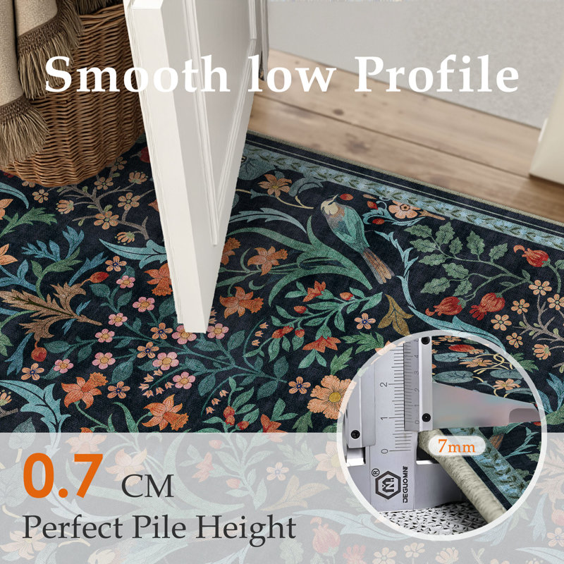 Destinay Floral Area Rug, Runner 61 x 183 cm