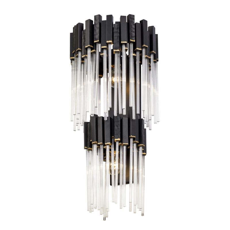 Matrix 2-Light 2-Tier Wall Sconce - Matte Black/French Gold, Matte Black/French Gold