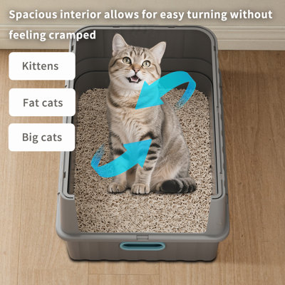 Bac à litière tiroir pour chat, parois latérales transparentes et faciles à entreposer pour un contrôle facile de l'état de la litière, petit appartement et familles de chats