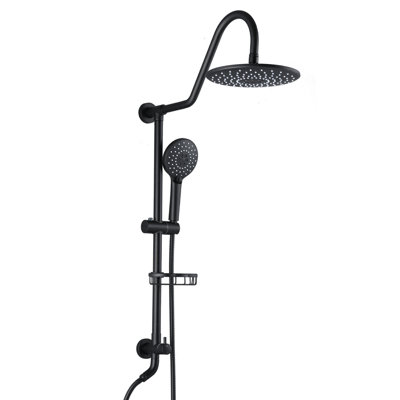 Pomme de douche à pluie 10 po et pomme de douche à main avec barre coulissante, noir mat