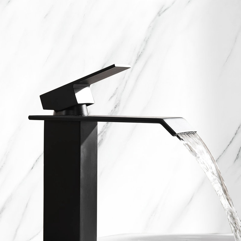 Robinet pour salle de bain Waterfall Flow, Noir mat