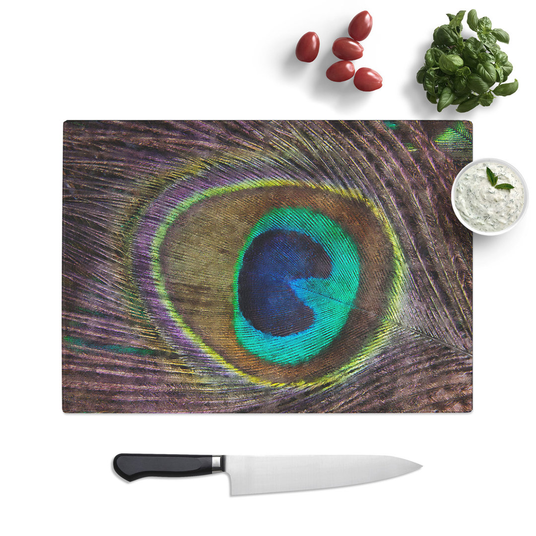 Peacock Feather Painting Chopping Board