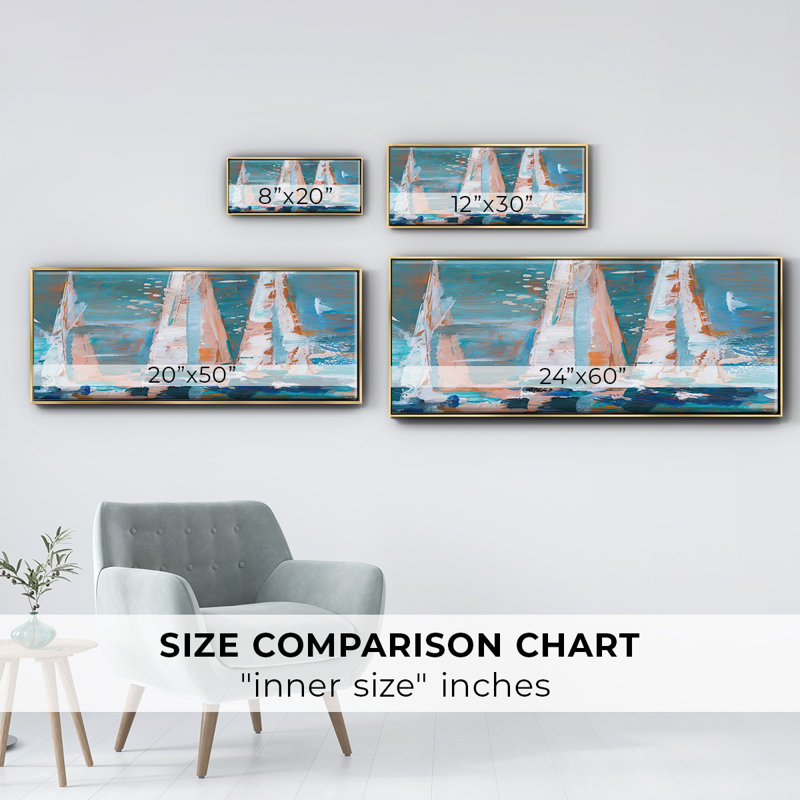Pop Regatta II- Framed Canvas, 20" H x 50" W