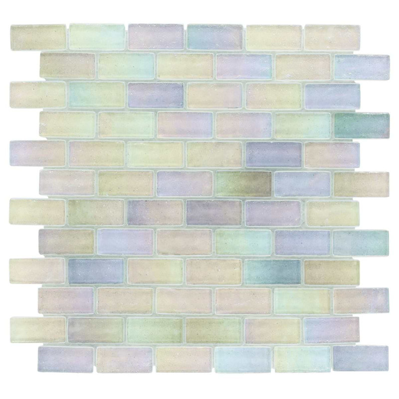 Splash 1X2 Polished Glass Mosaic Tile, Glacier White