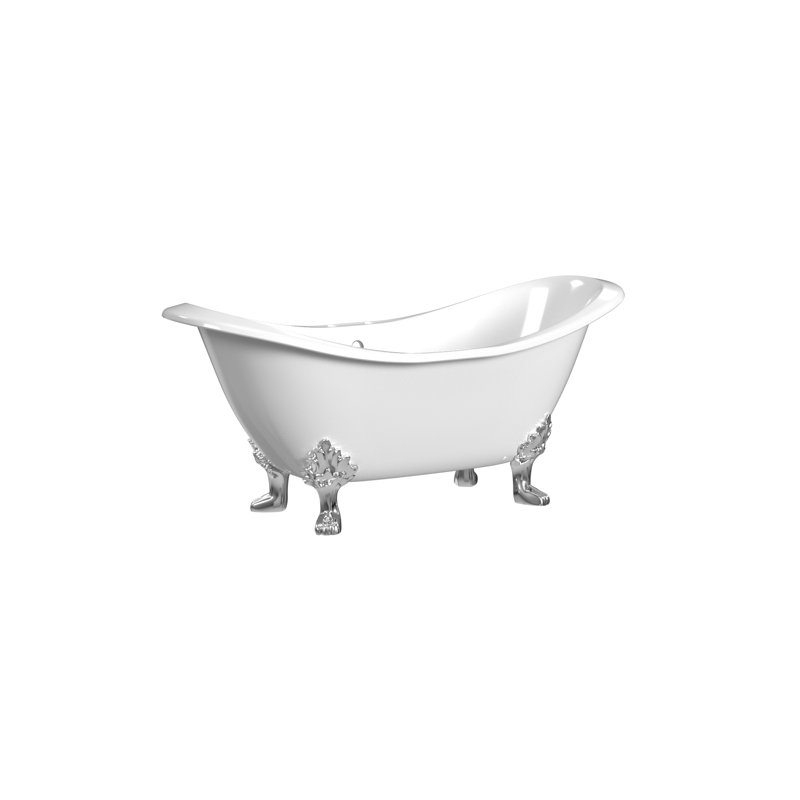 Regency 68'' x 31'' Soaking Cast Iron Bathtub, Chrome, White Interior with White Exterior