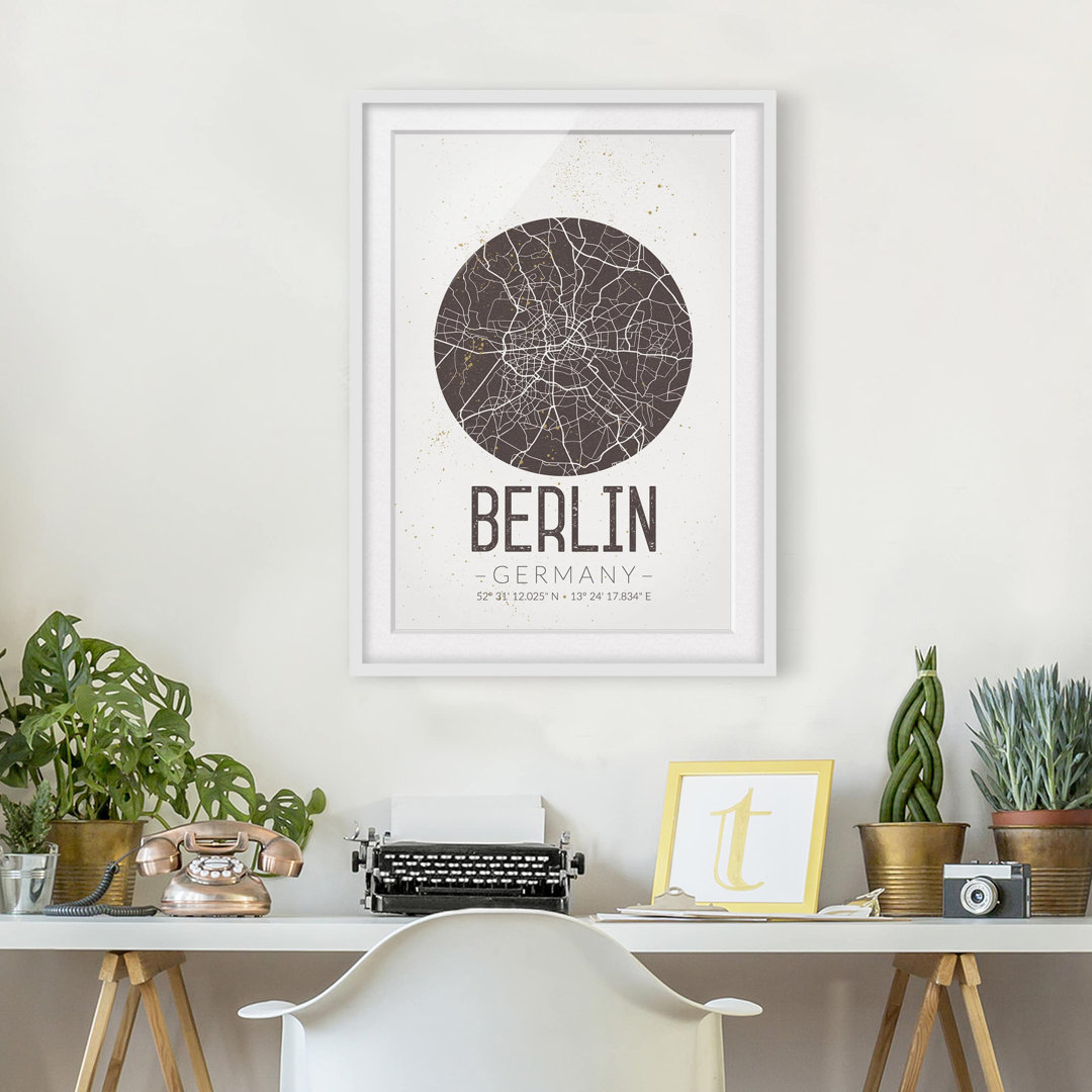 Gerahmtes Poster Berlin City Plan - Vintage