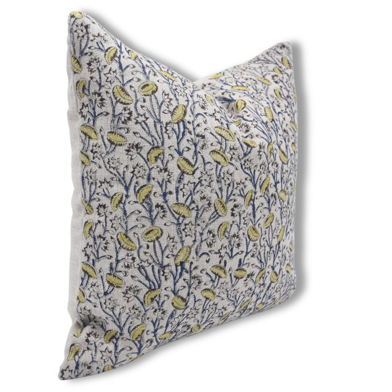 Linen Pillow Cover, 14"H x 14"W, Square, Pishta Floral