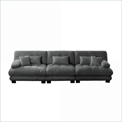 Sectional Sofas | 3-Seater Modular Deep Seat Modern Couch for Living Room Apartment Studio Office |Chenille|Charcoal Gray