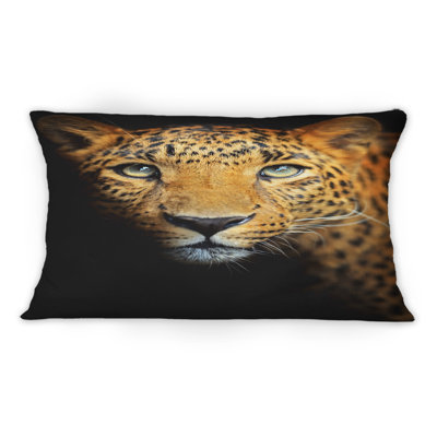 Portrait d'un léopard III - coussin décoratif traditionnel imprimé