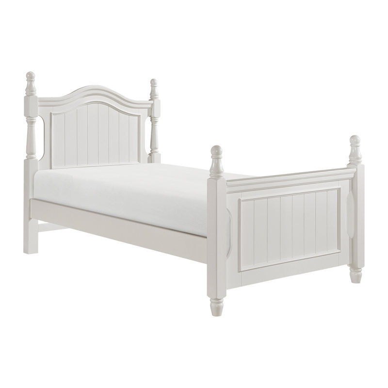 Lit double en bois pleine grandeur blanc traditionnel avec lattes et tête de lit classique pour et, Lit double