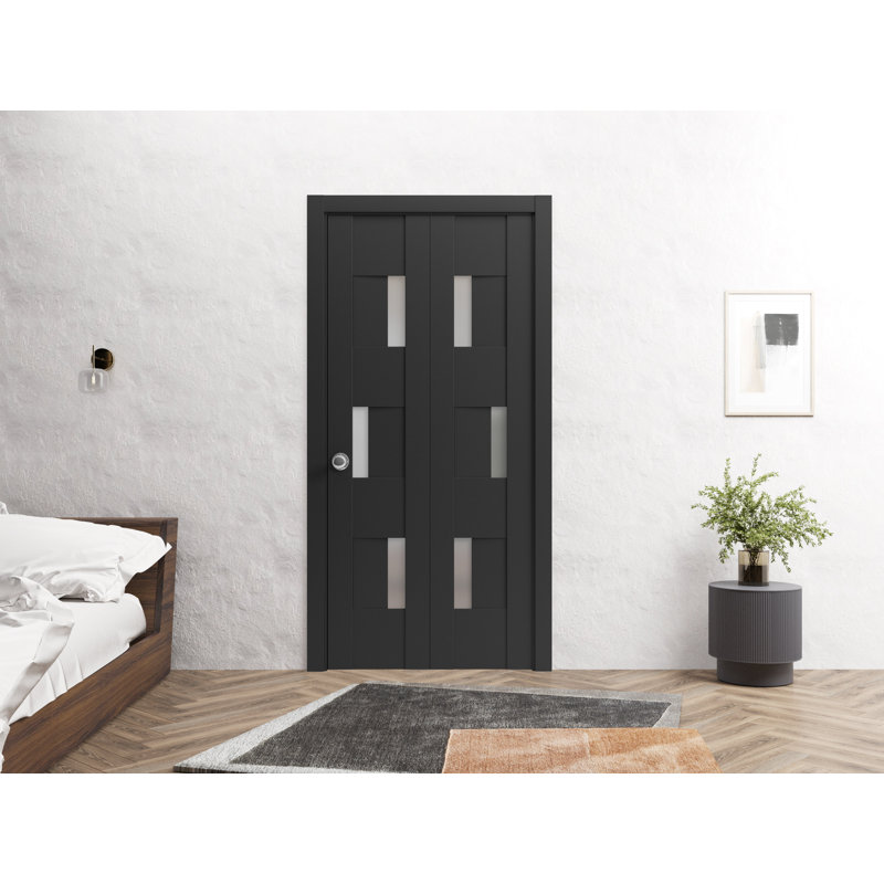Portes pliantes en bois givré Sete, Noir, 36 po x 80 po