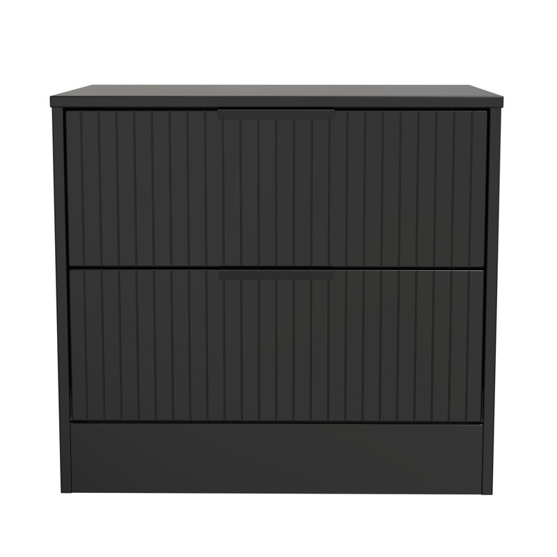 Berklie 2 Drawer Midi Chest (Ready Assembled), Deep Black/Black Matt