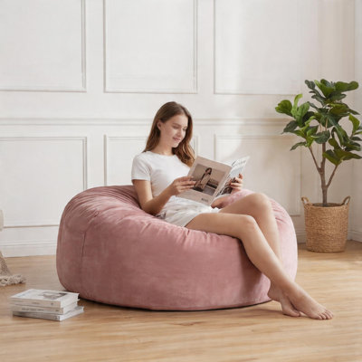 4-in-1 Convertible Bean Bag Chair, Oversized Lazy Sofa, Memory Foam, Removable Cover, Pink