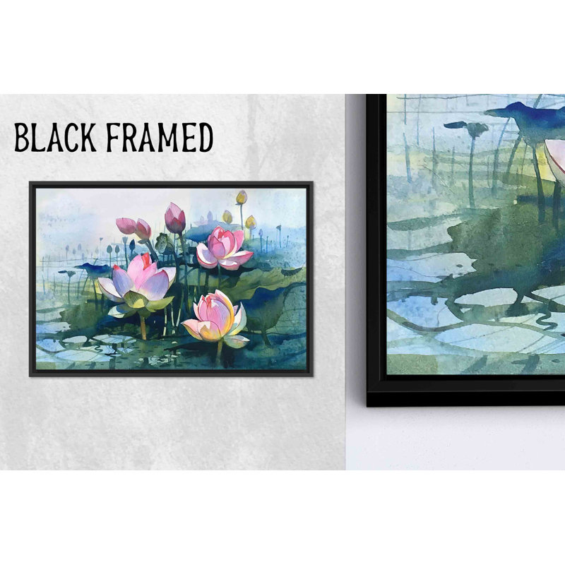 Élégante aquarelle de fleur de lotus, reproduction d'art sur toile, art mural moderne 1P