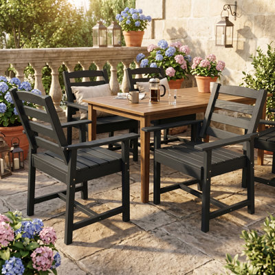 All-Weather HDPE Indoor/Outdoor Dining Chair With Wide Armrest