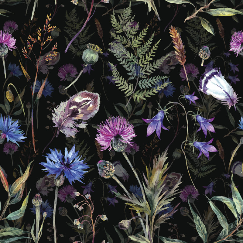 Hand Drawn Wildflowers by Inna Sinano - Wrapped Canvas Painting, 30cm H x 30cm W