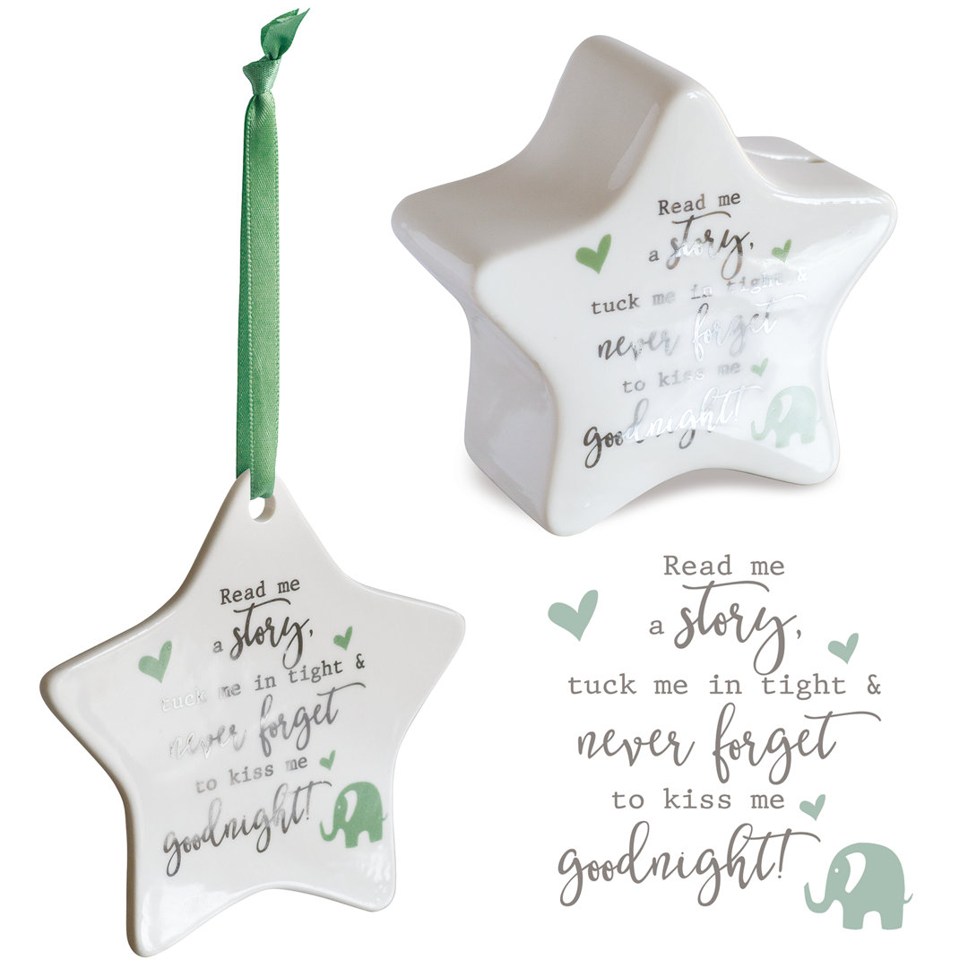 2 Piece Star Money Box and Hanging Star Never Forget Wall Décor Set
