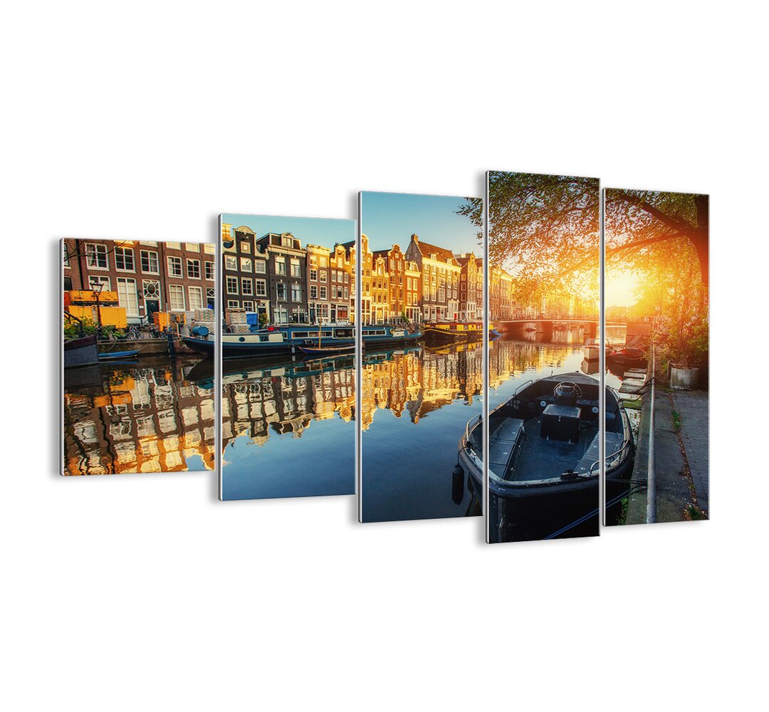 5-tlg. Glasbilder-Set - Fotografie „Morning in Amsterdam”