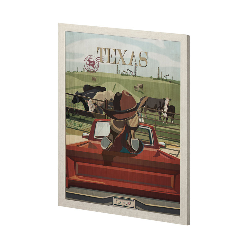 «Texas Go» par Simone, reproduction d'art encadrée sous verre, H 43 po x l 33 po x P 1,5 po, Cadre photo brun simple