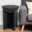 20" Black Solid Wood Round Pedestal End Table