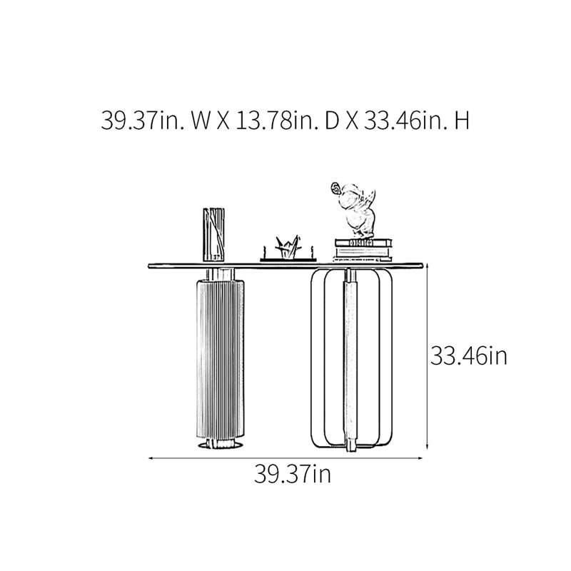 Modern Minimalist Console Table, 33.46" H x 39.37" W x 13.78" D