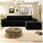 104.3" x 68.9" Modular Sectional Sofa Seat, 2PC Free Combination Black Plush Corduroy Compressed Couch for Living Room, Bedroom, Apartment, No Assembly Required-720384073-720384068