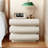 French Modern Nightstand, 19.7 Inch Three Drawer Solid Pine Wood Bedside Table, White Bedroom Storage Cabinet for Living Room and Bedroom