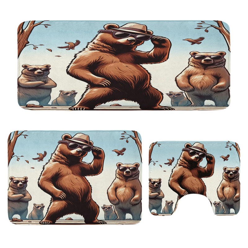  Ensemble de tapis de salle de bain 3 pièces Bear