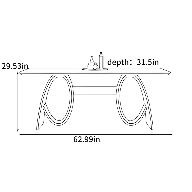 Retro and Simple Dining Table, 29.53"H x 62.99"L x 31.5"W