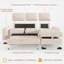 96 Inch Linen L Shaped Sleeper Sofa Bed, Storage & Thick Armrest, Tufted Oversized Couch-460737920