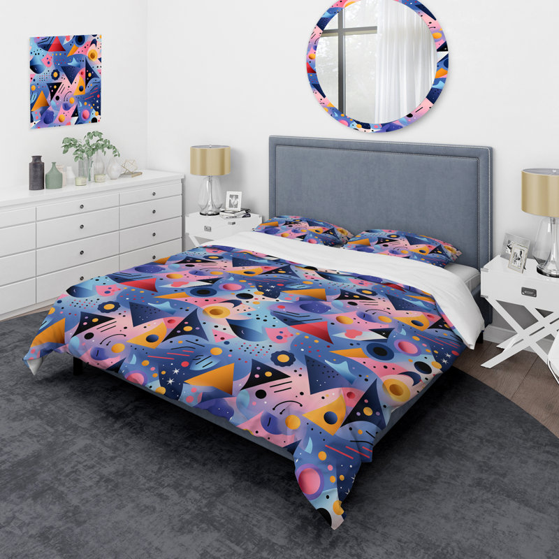 Ensemble de housse de couette multicolore Funky Cool, Housse de couette pour très grand lit et 2 très