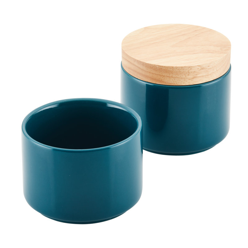 Rachael Ray Ceramic Stacking Spice Jar Set with Lid, Teal