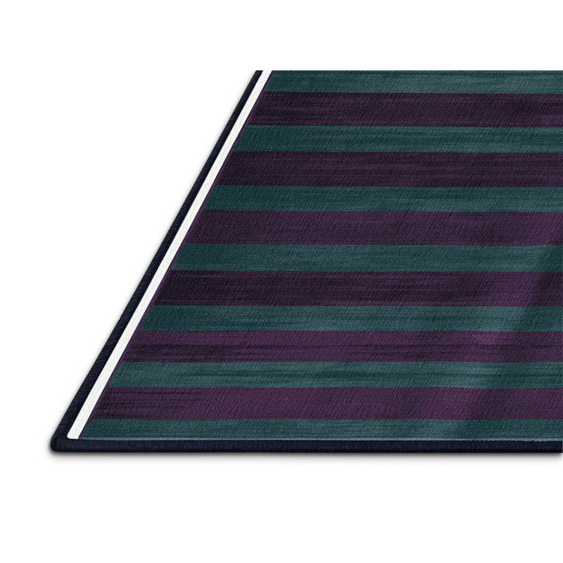 Tapis mauve à rayures horizontales lavable à la machine, Rond 8 pi