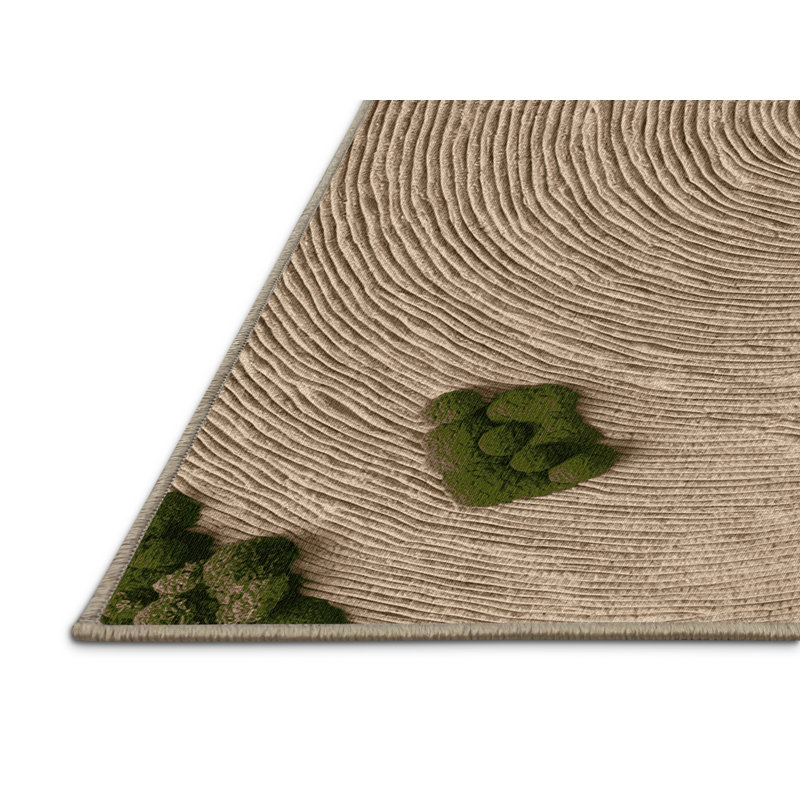 Tapis botanique brun lavable à la machine, Rond 8 pi