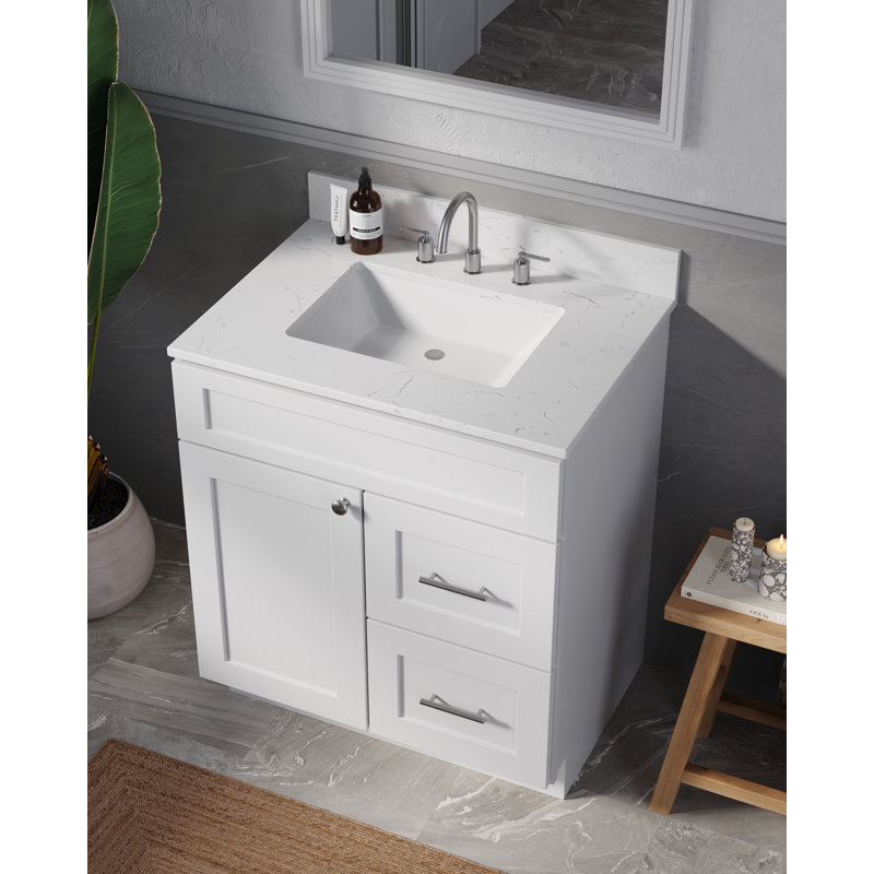Meuble-lavabo simple 30 po Chrisna, Blanc